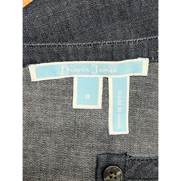 Draper James Denim Blue Chambray Ruffle Shift Dress Sz 8 Western Preppy Church - Picture 14 of 16